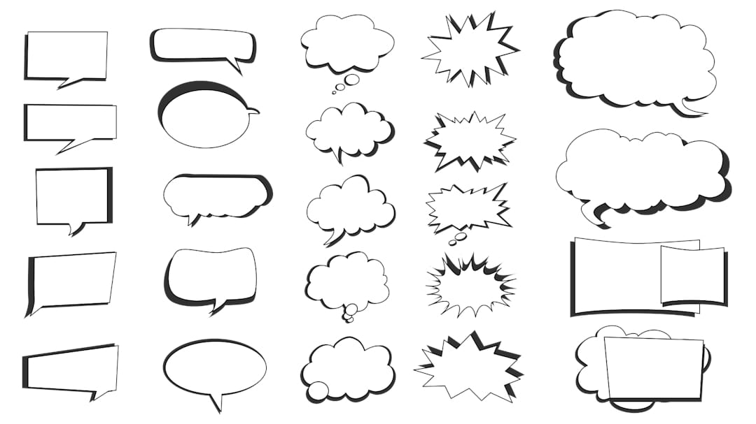 blank hand-drawn speech bubbles representing places where a speaker can pause instead of using filler words